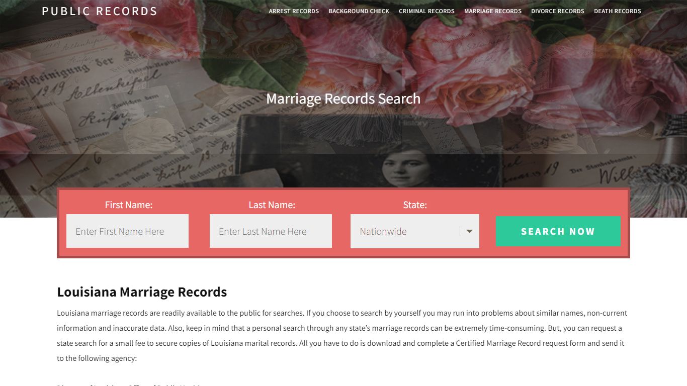 Louisiana Marriage Records | Enter Name and Search. 14Days Free